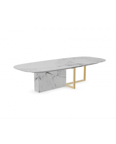 DEA BARREL TABLE TABLE MARBLE TOP METAL LEG VARIOUS FINISHES