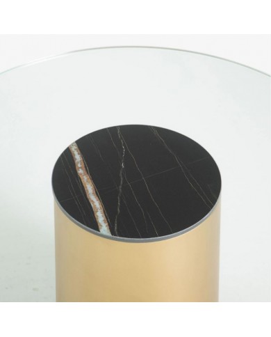 JET GLASS TABLE WITH CYLINDRICAL BASE