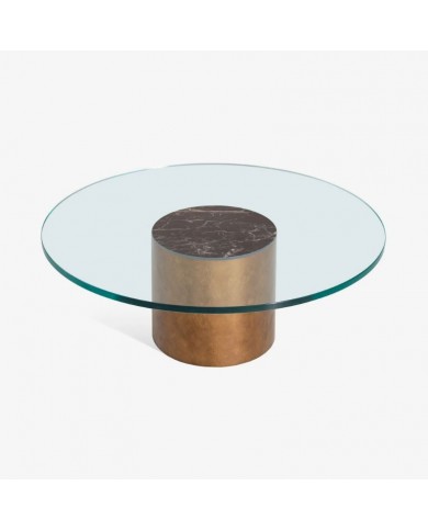 JET GLASS TABLE WITH CYLINDRICAL BASE