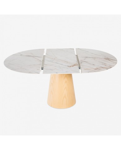 ANDROMEDA ROUND/OVAL EXTENDING TABLE IN MARBLE EFFECT CERAMIC