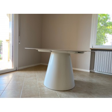Table EXTENSIBLE ANDROMEDA plateau rond/ovale en céramique en différentes finitions et tailles