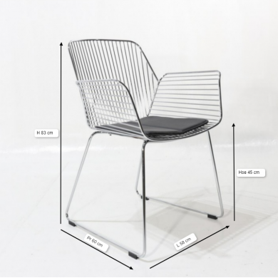 STREET 1 chair with chromed steel armrests