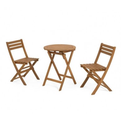 OUTDOOR PICNIC SET TABLE AND TWO CHAIRS MADE OF 100% FSC SOLID ACACIA WOOD